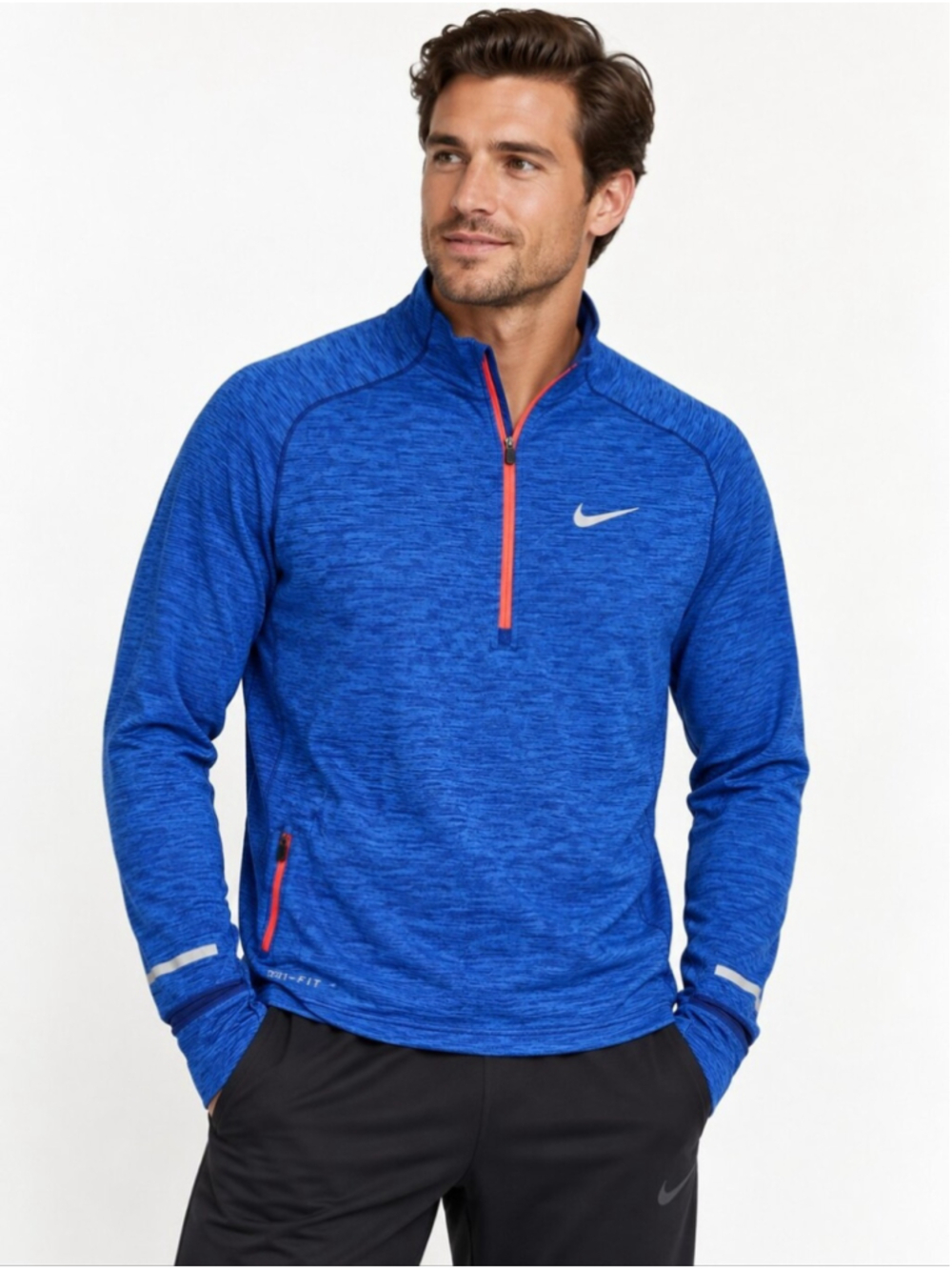 Nike Dri-FIT Men's Running 1/4 Zip Pullover Blue Reflective Size L